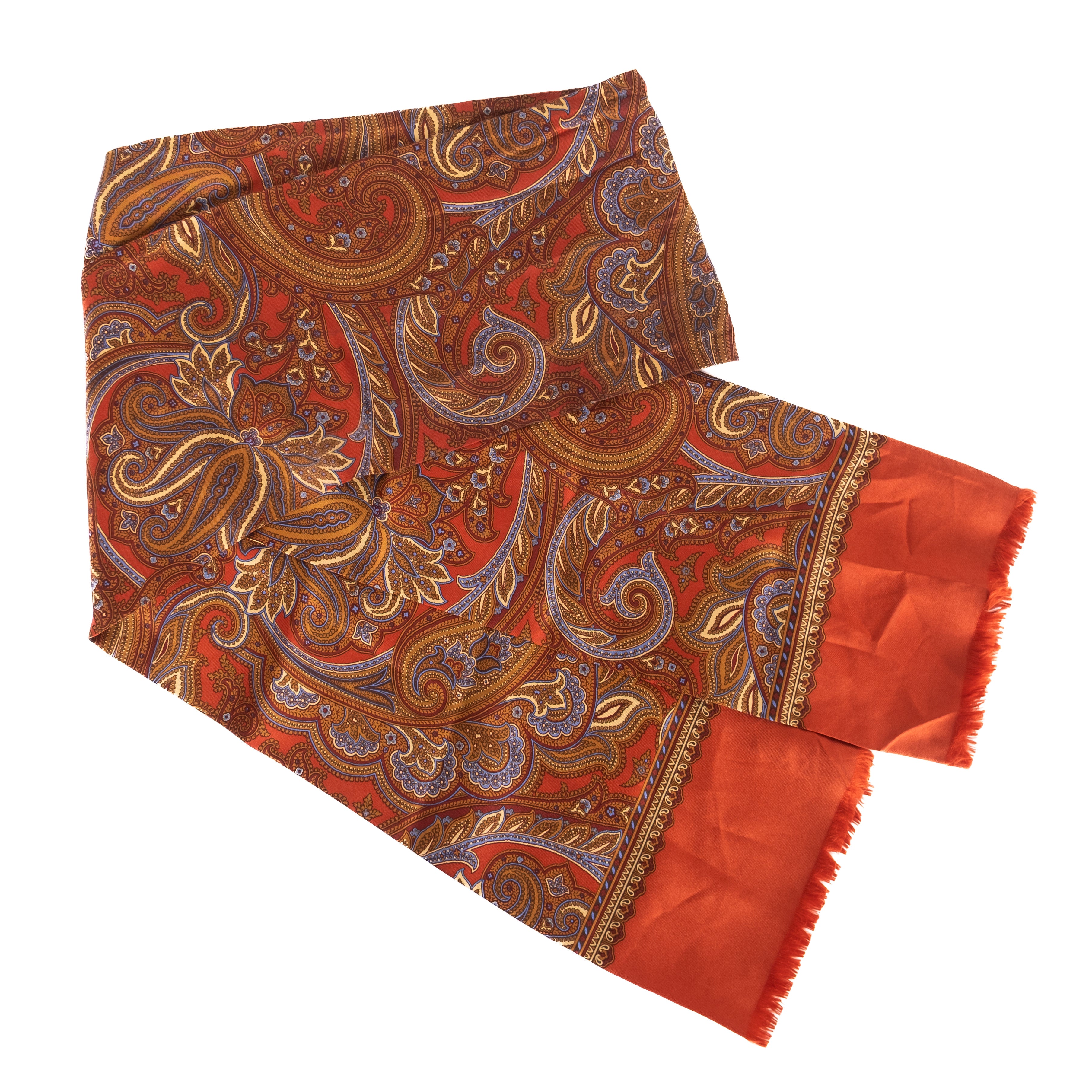 Rust Coloured Paisley Silk Scarf
