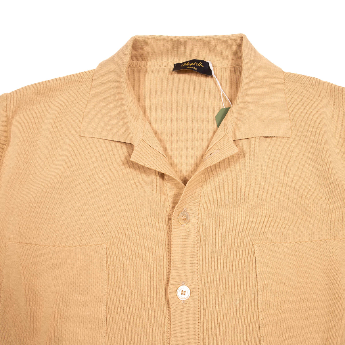 Blugiallo Camel Coloured Knit Cotton Shirt Jacket