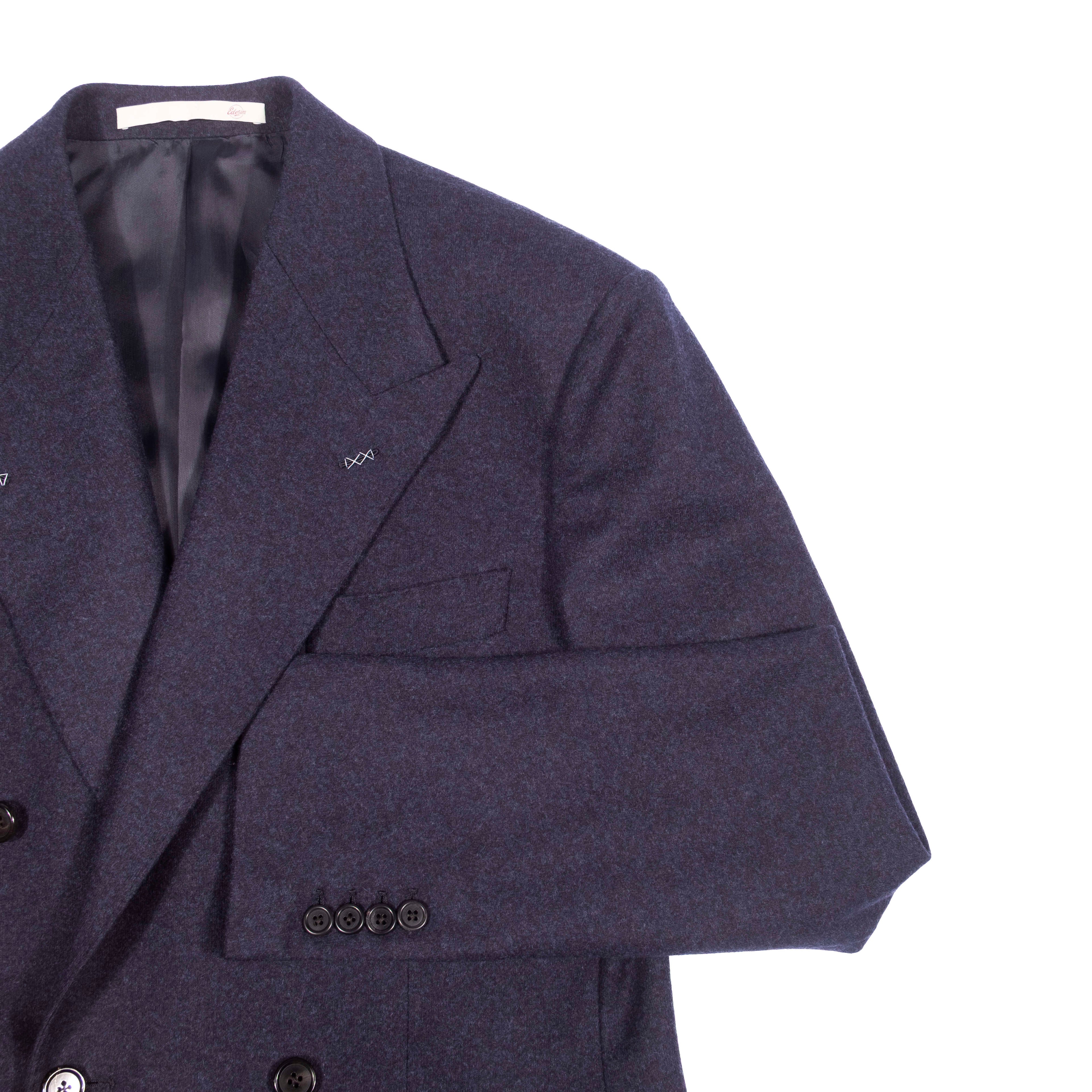 Neapolitan Hand Tailored Navy Double Breasted Flannel Sport Coat, 52