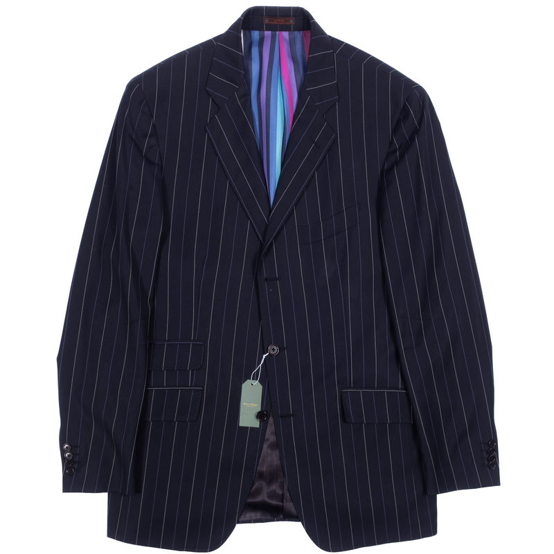 Etro Navy Striped Suit Sz 54