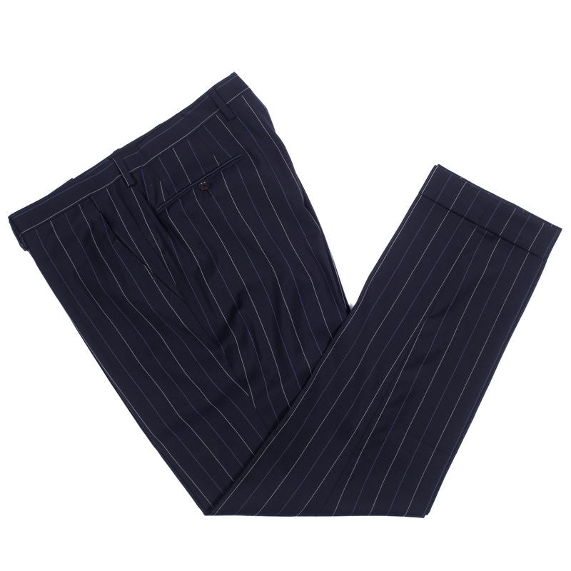 Etro Navy Striped Suit Sz 54