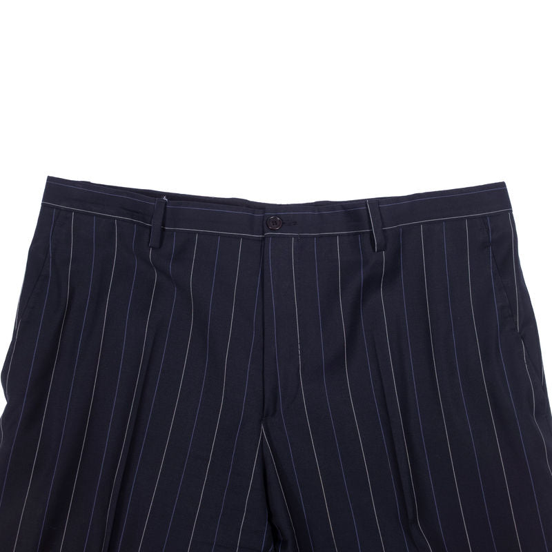 Etro Navy Striped Suit Sz 54