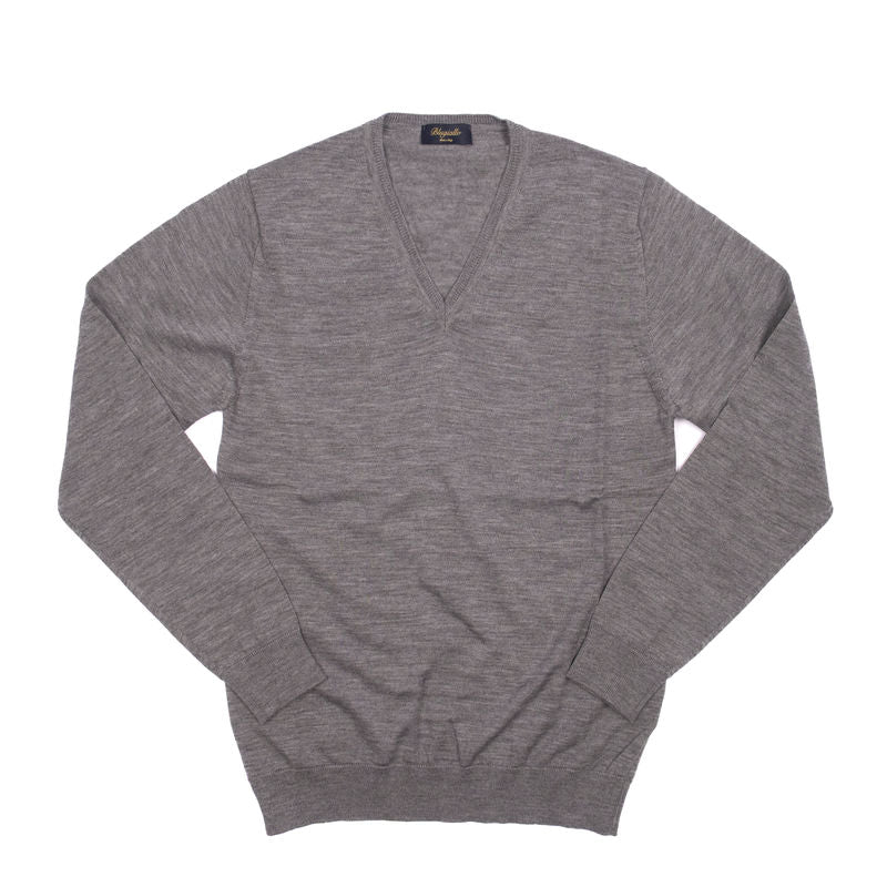 Grey Merino Wool V-Neck