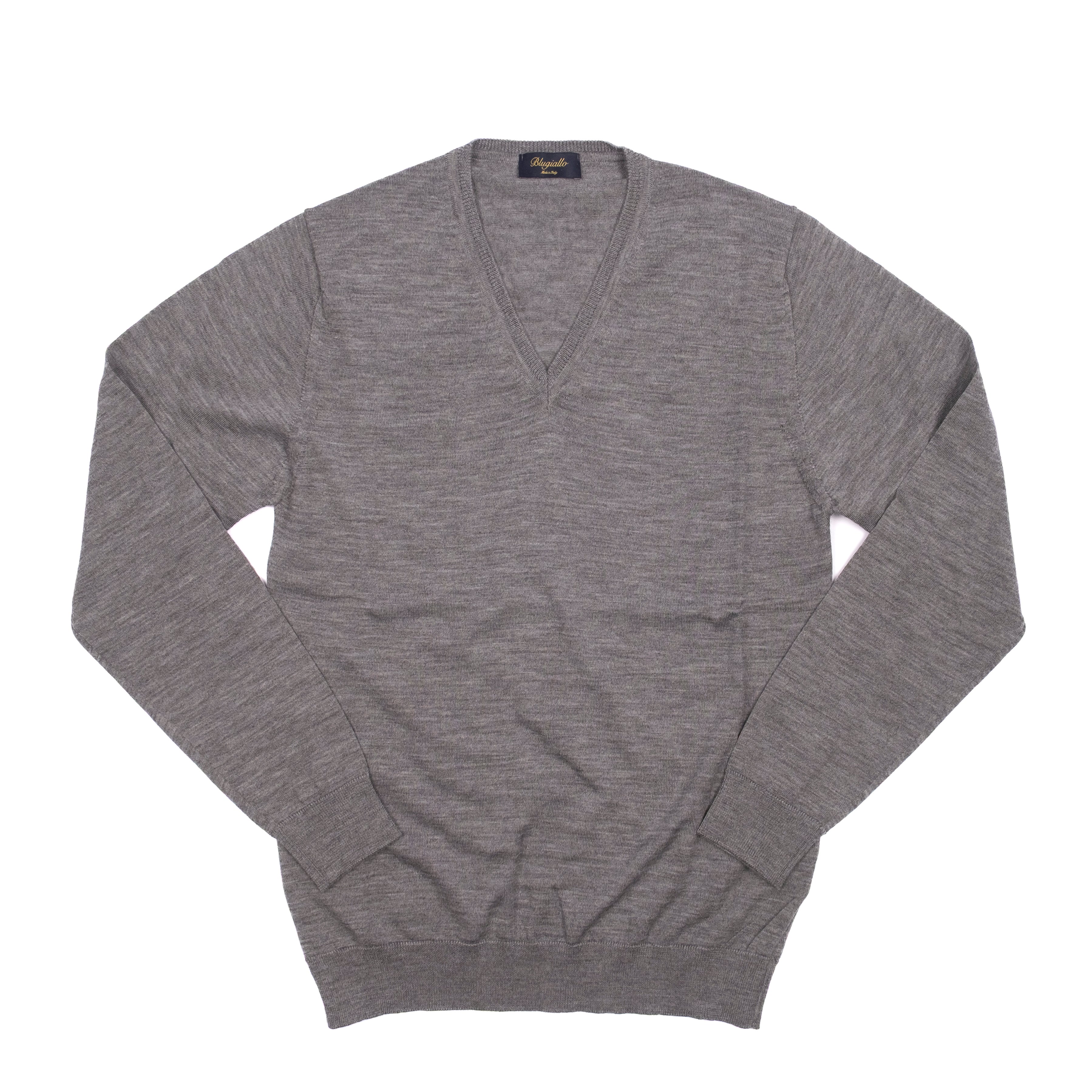 Grey Merino Wool V-Neck