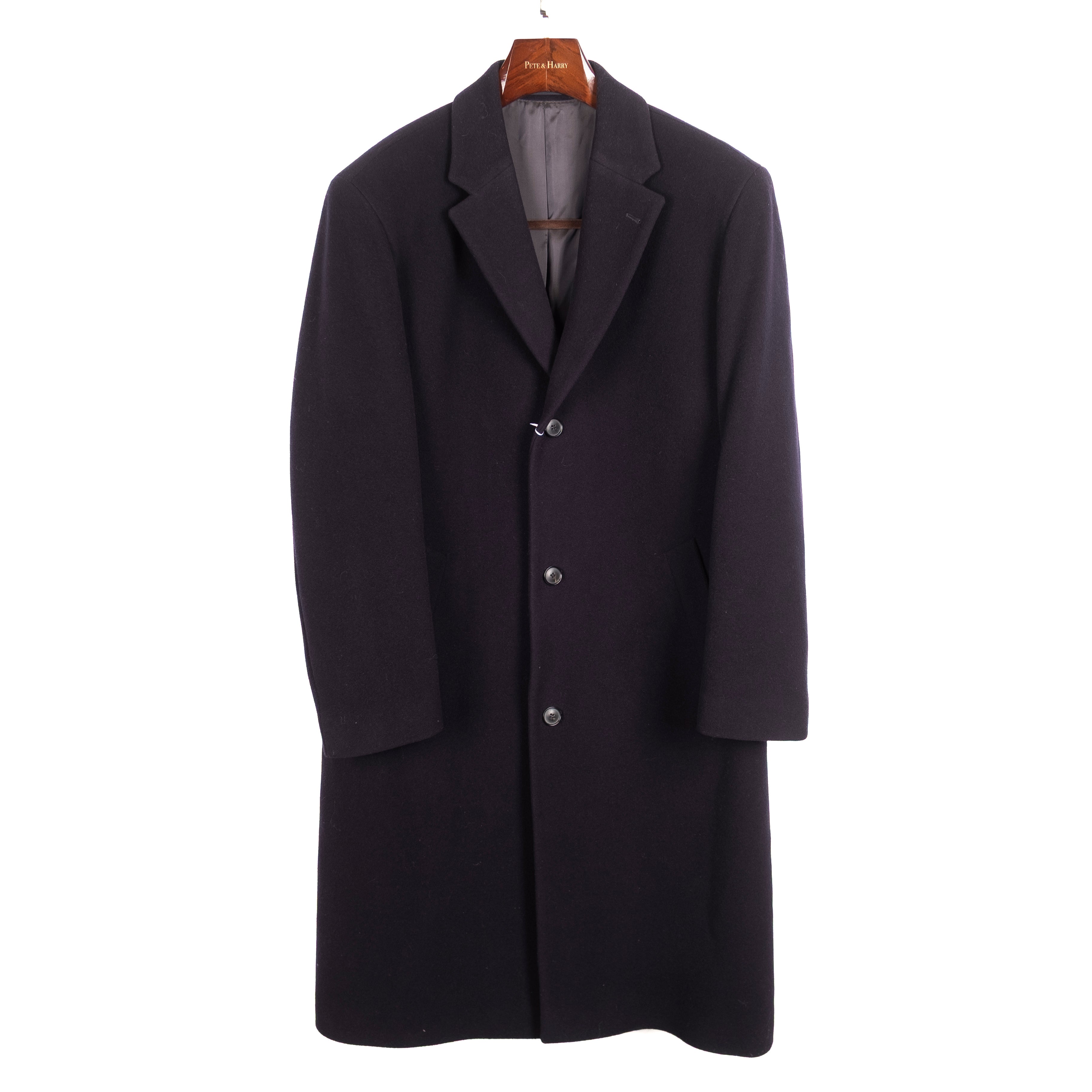 Single Breasted Navy Wool Coat