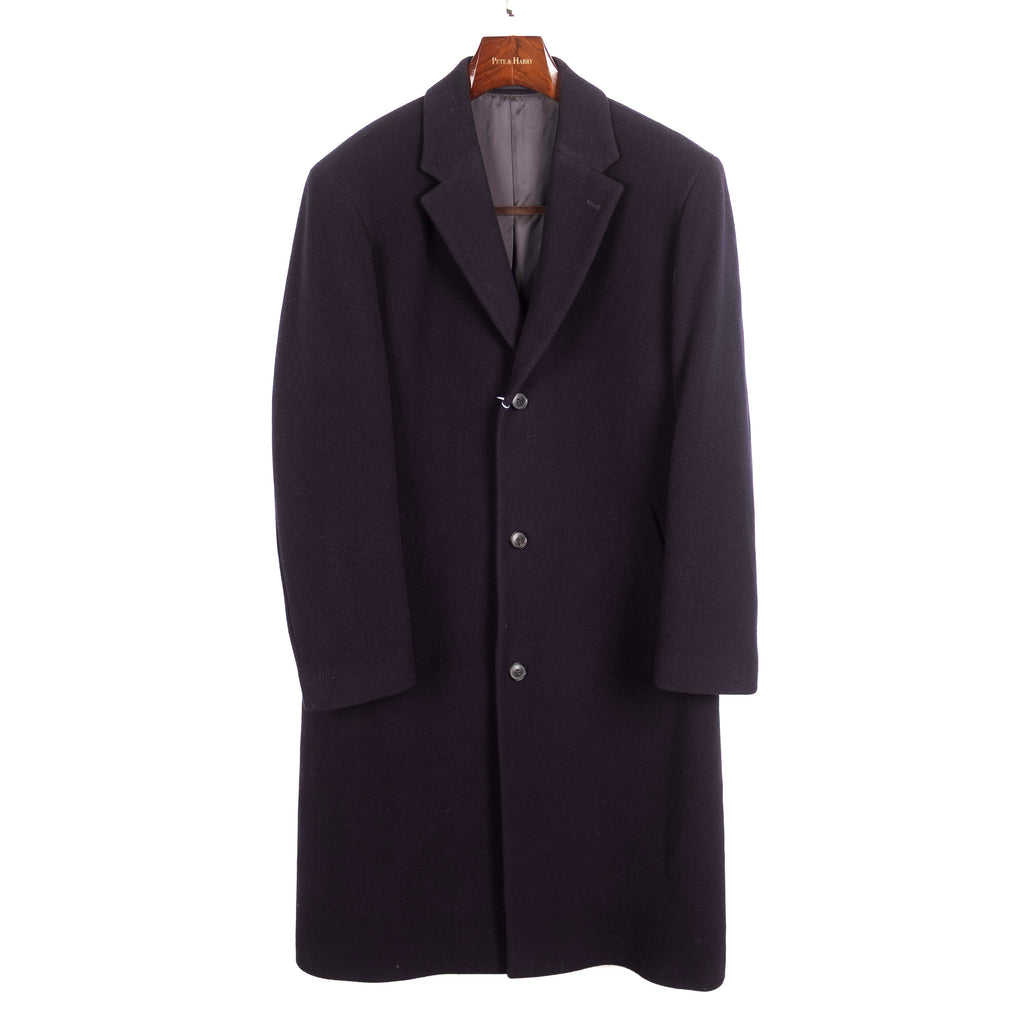 Single Breasted Navy Wool Coat