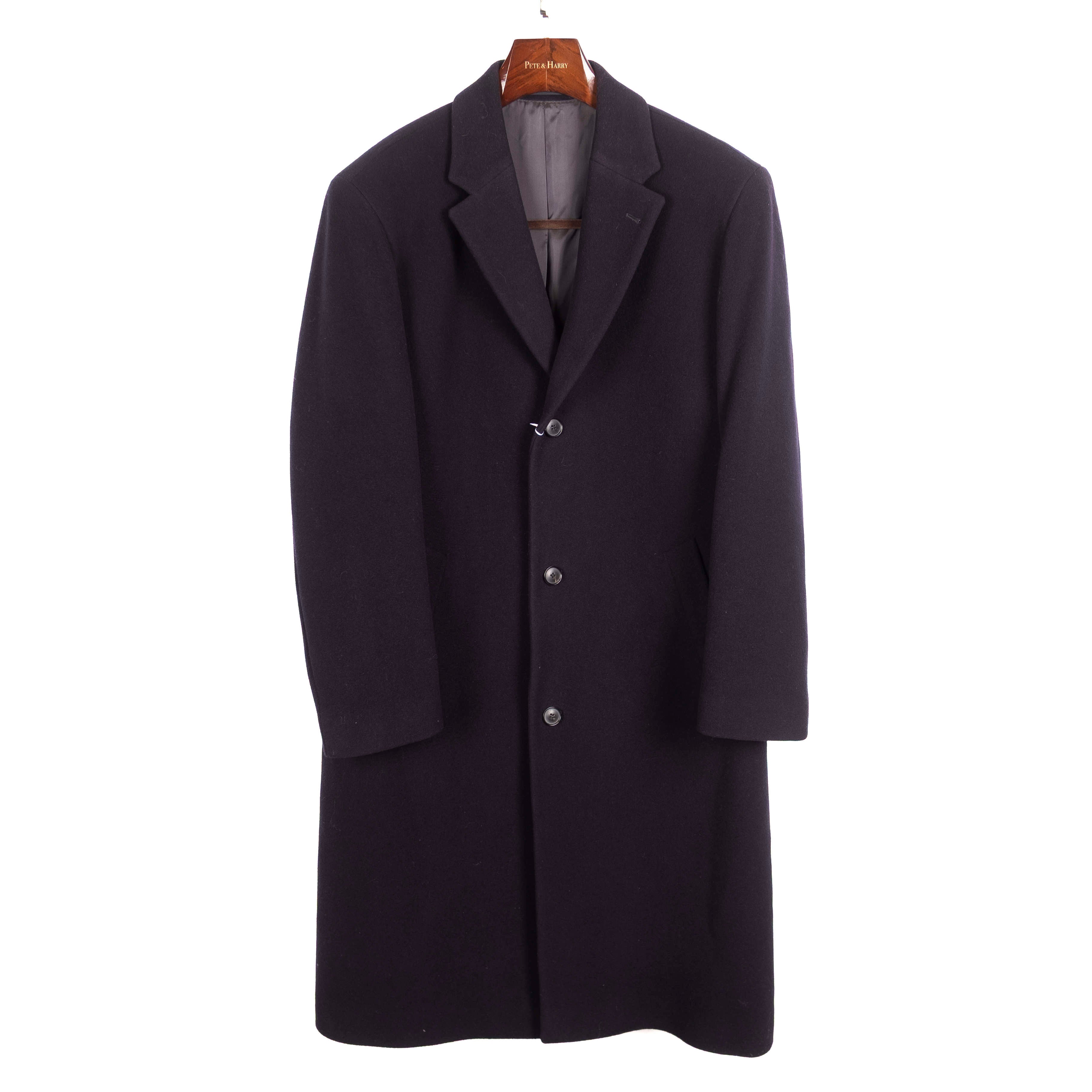 Single Breasted Navy Wool Coat
