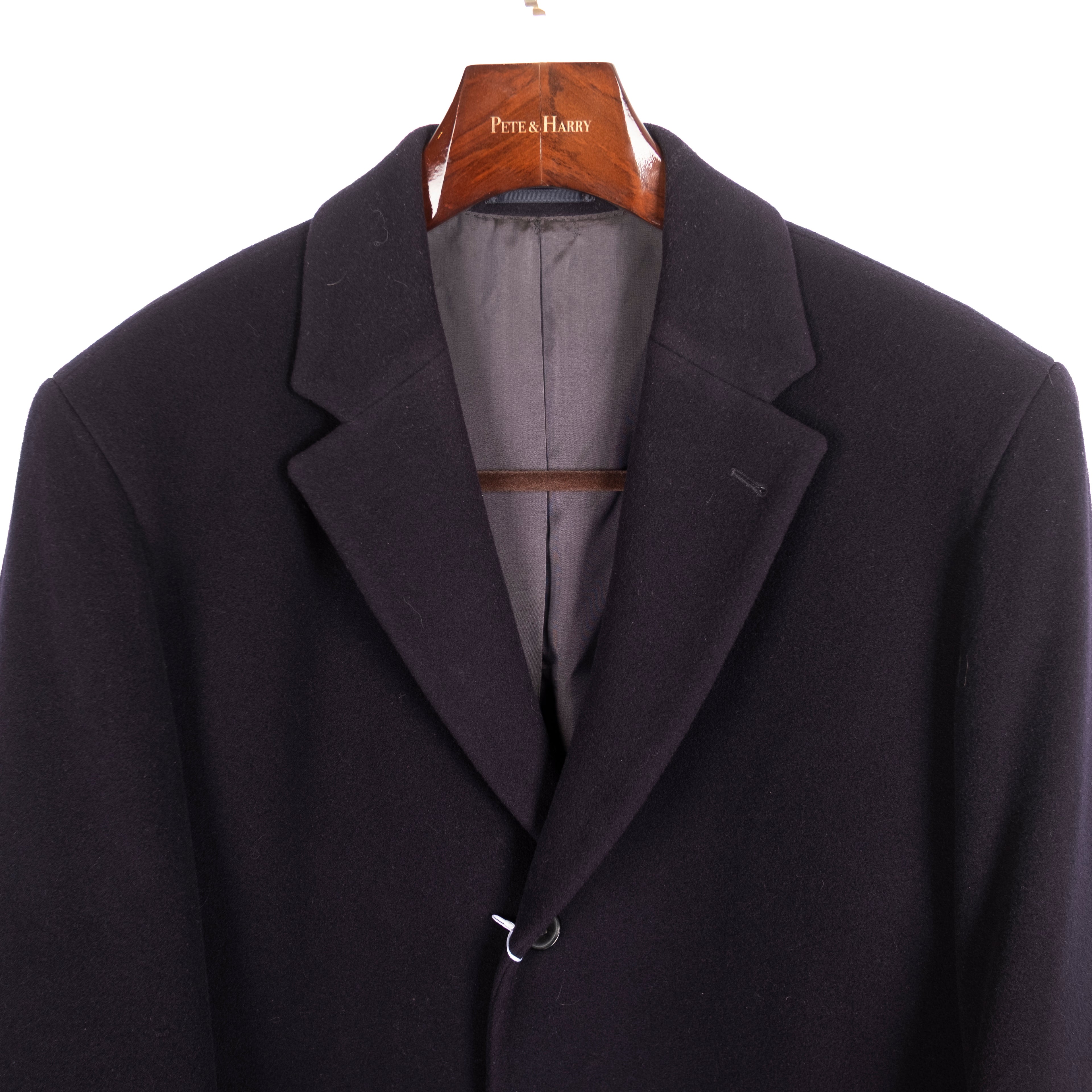 Single Breasted Navy Wool Coat