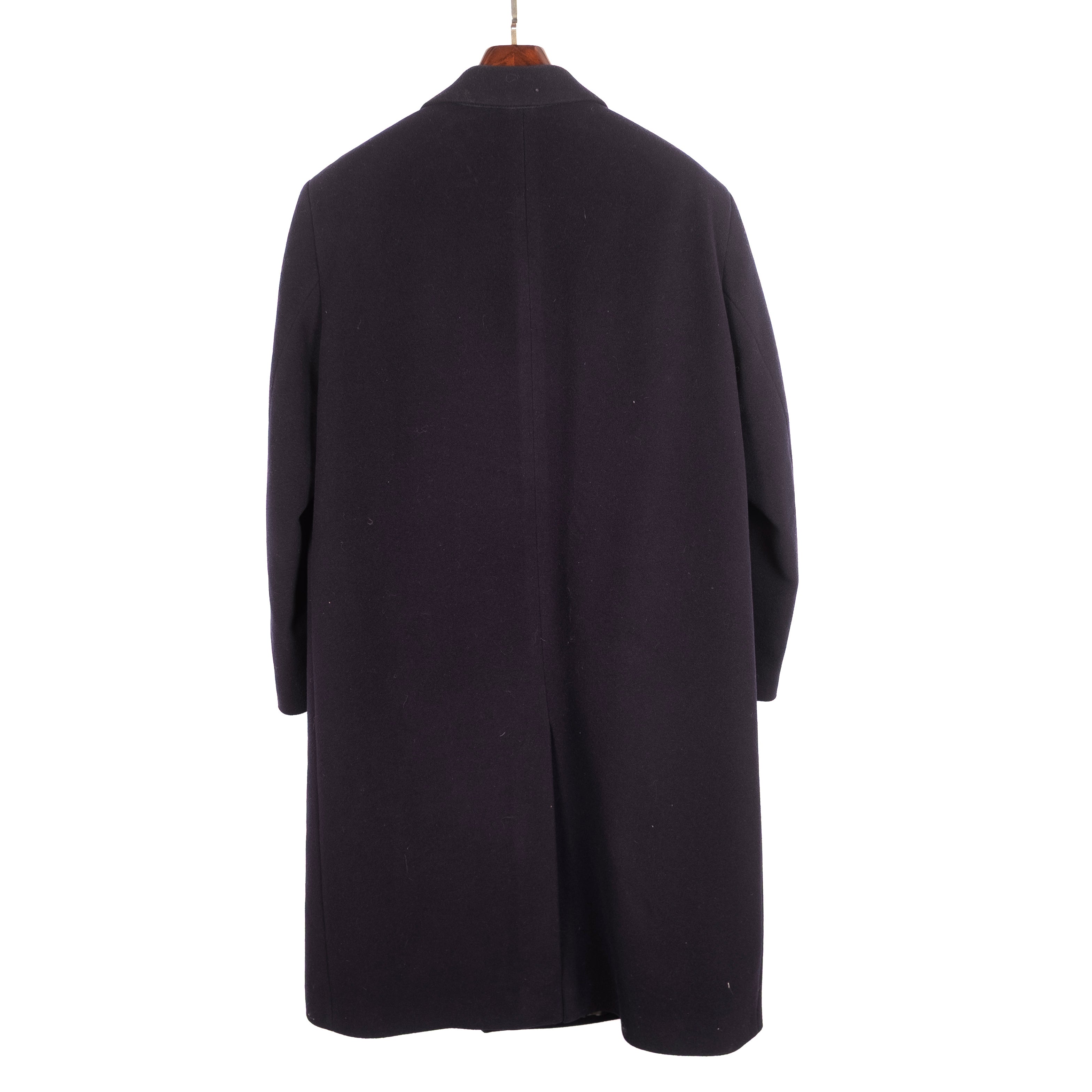 Single Breasted Navy Wool Coat