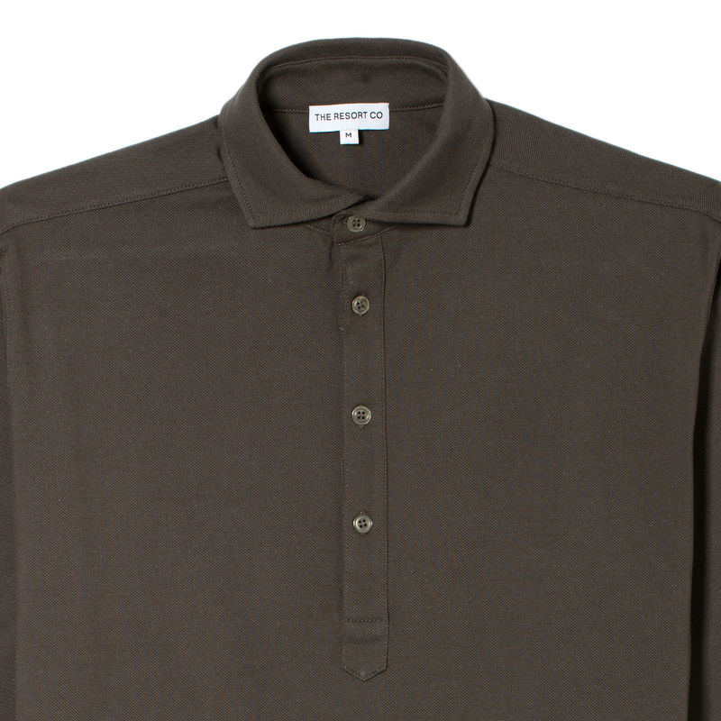 Piqué Popover Shirt Khaki