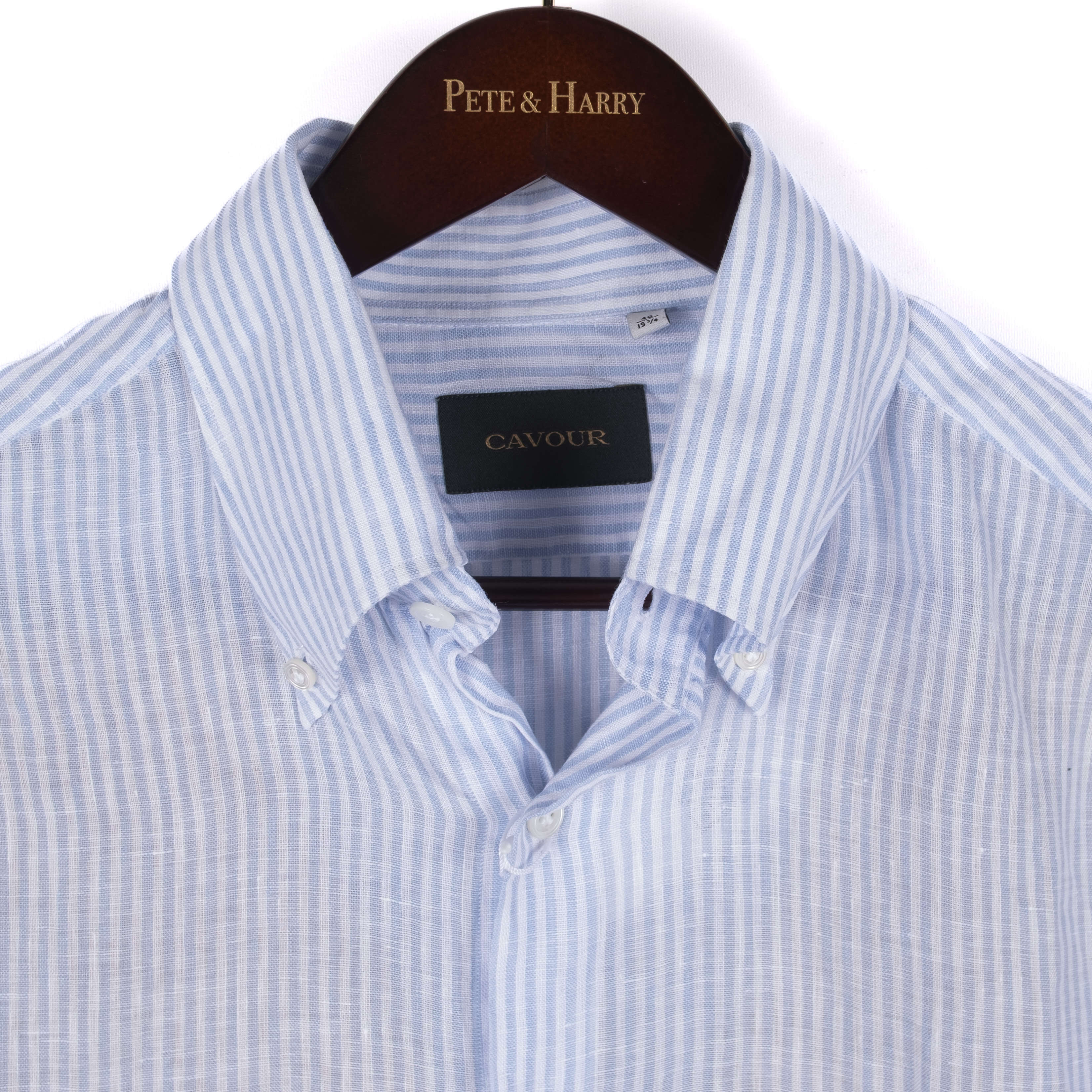 White and Blue Striped Linen Shirt