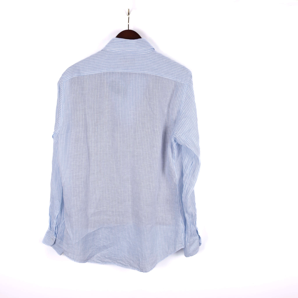 White and Blue Striped Linen Shirt