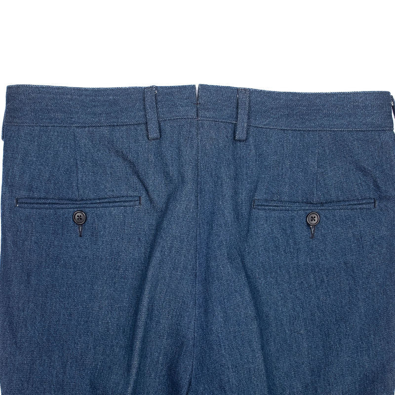 Neapolitan Hand Tailored Blue Denim Trousers Sz 48