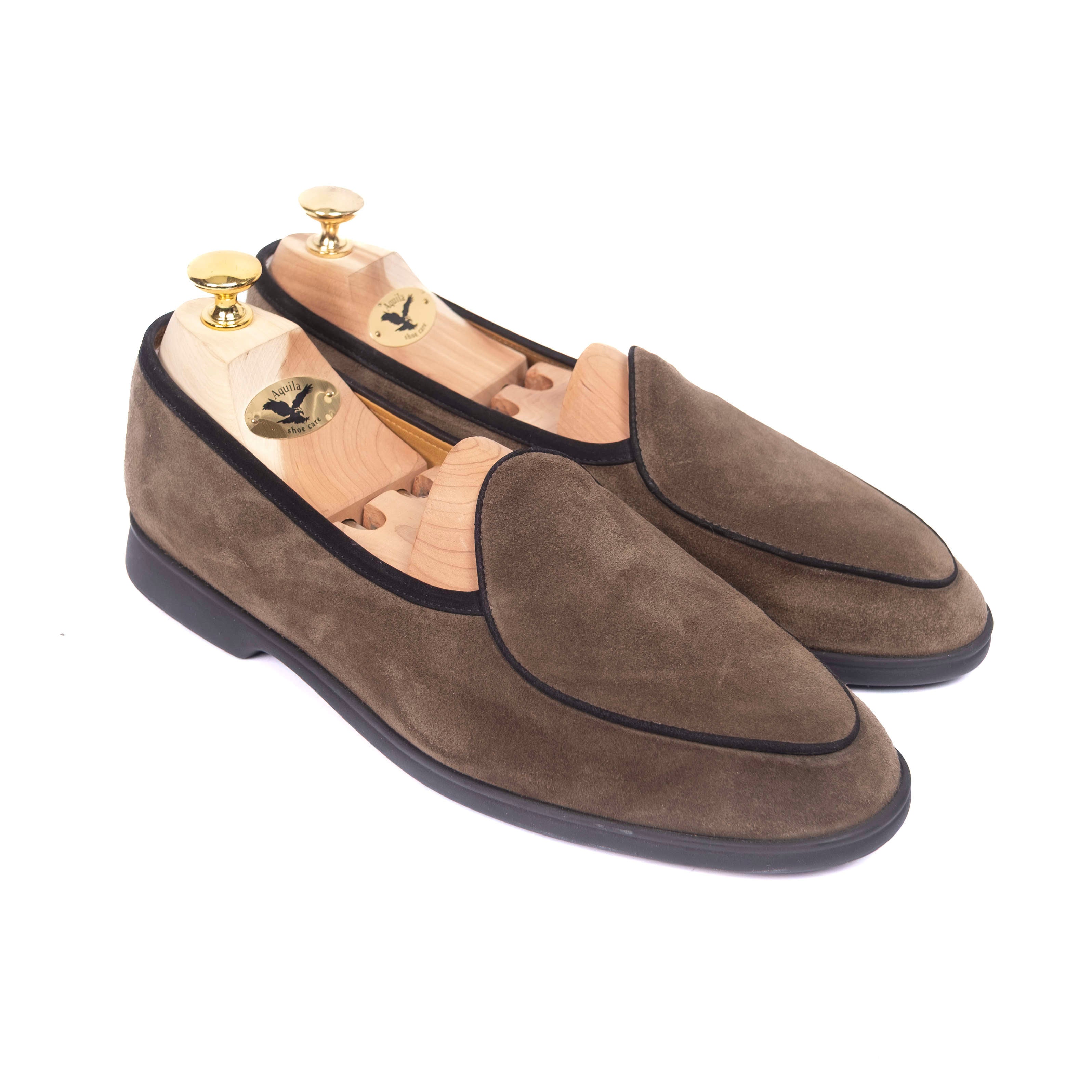Taupe Suede Belgian Loafers