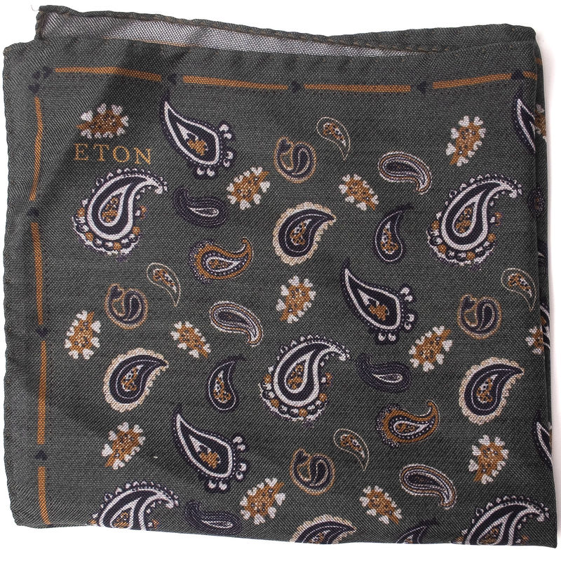 Green Paisley Pocket Square