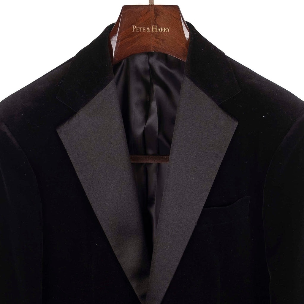 Neapolitan Hand Tailored Black Velvet Tuxedo Dinner Jacket Sz 52