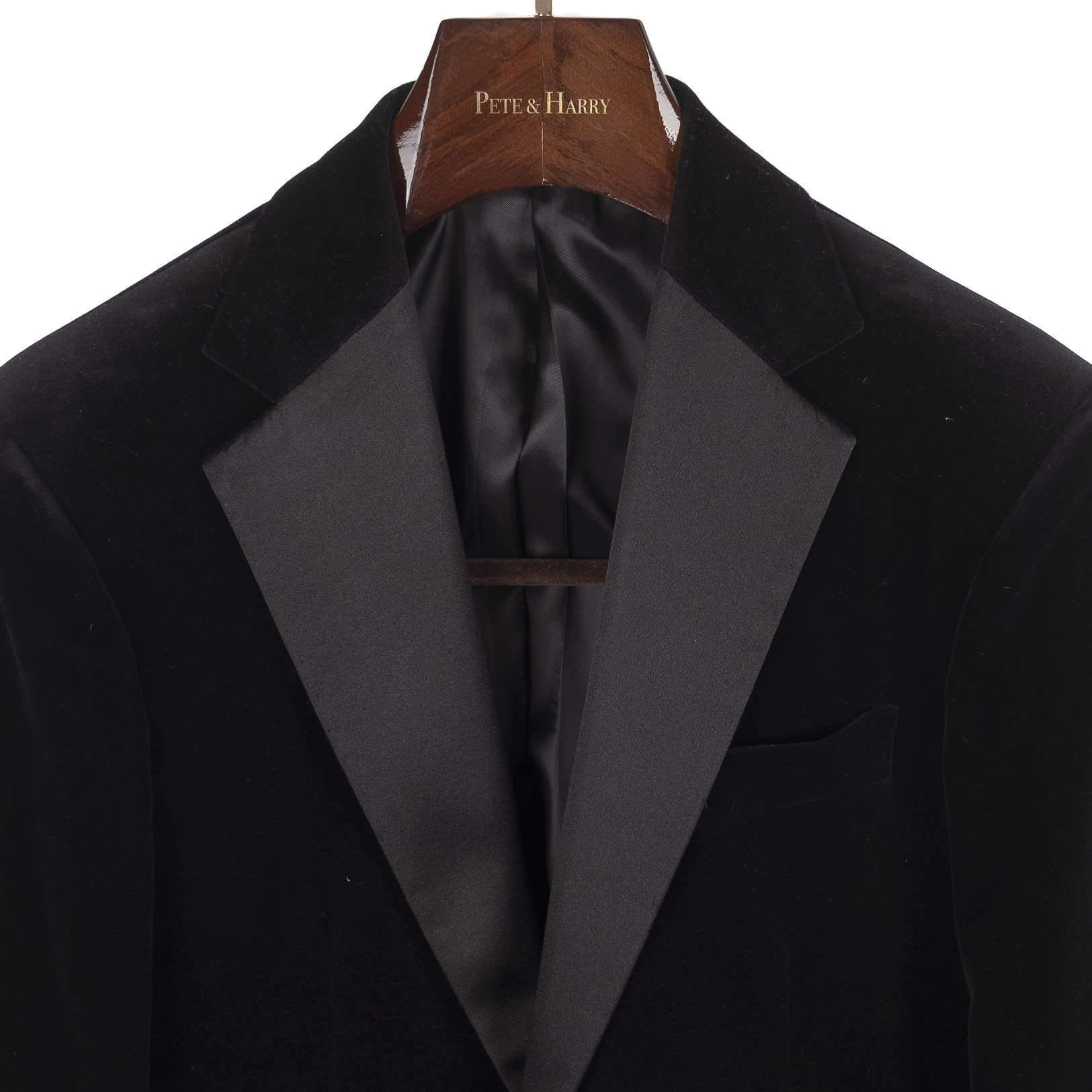 Neapolitan Hand Tailored Black Velvet Tuxedo Dinner Jacket Sz 52