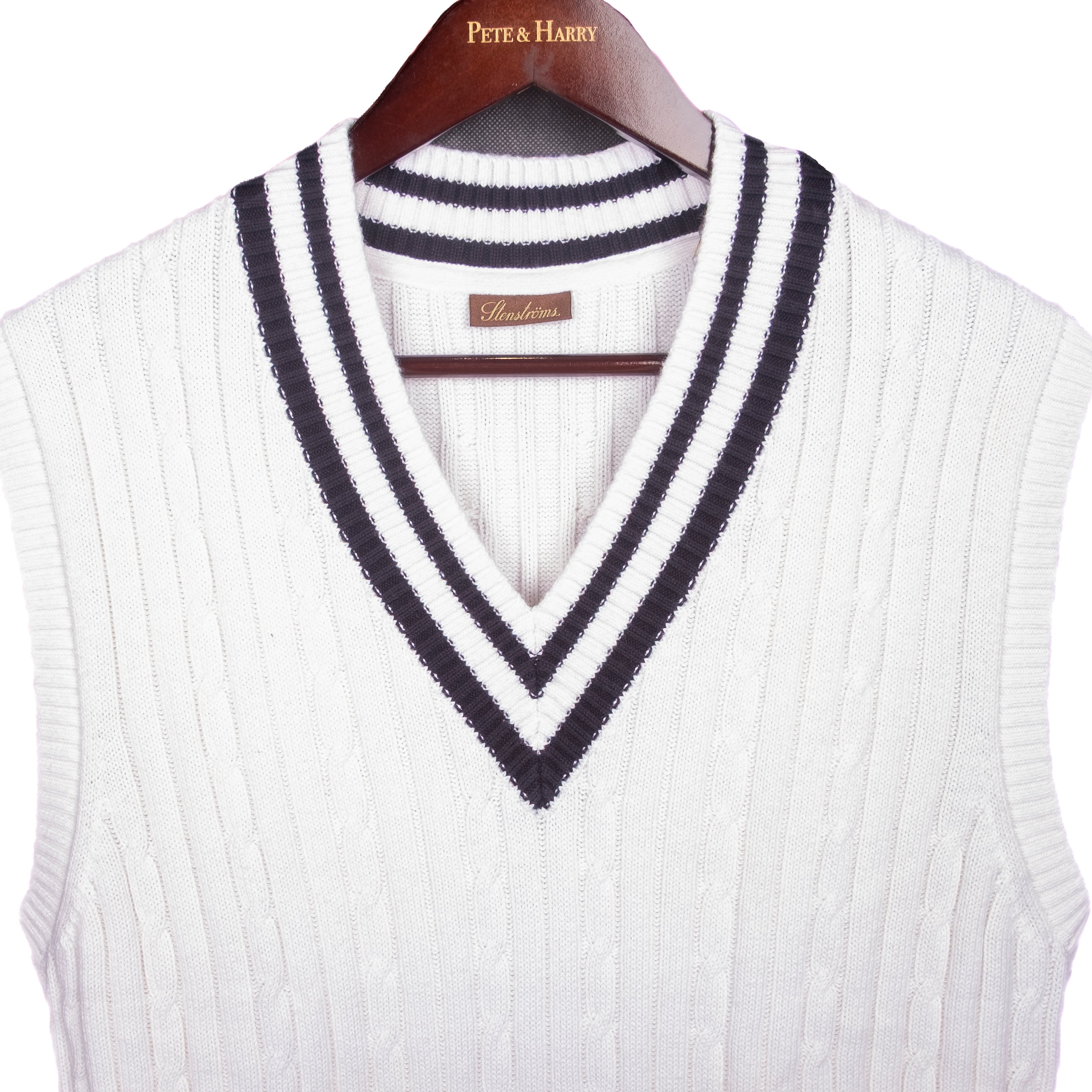 White Cableknit Slipover