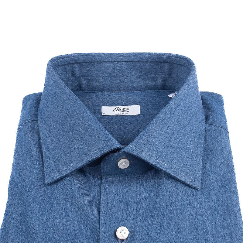 Neapolitan Hand Tailored Blue Denim Casual Shirt