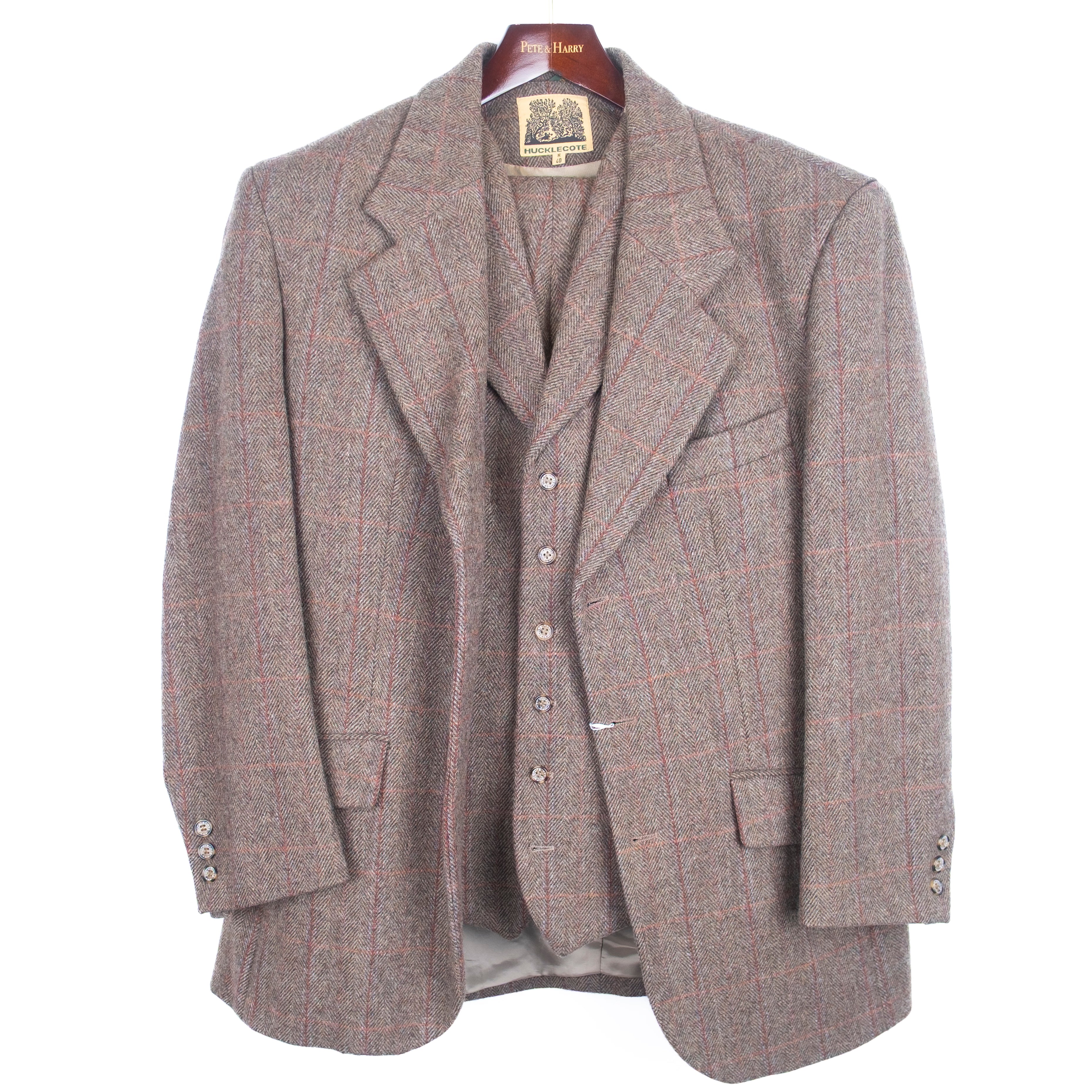 Brown Windowpane Checked Tweed Hunting Suit with Breeks