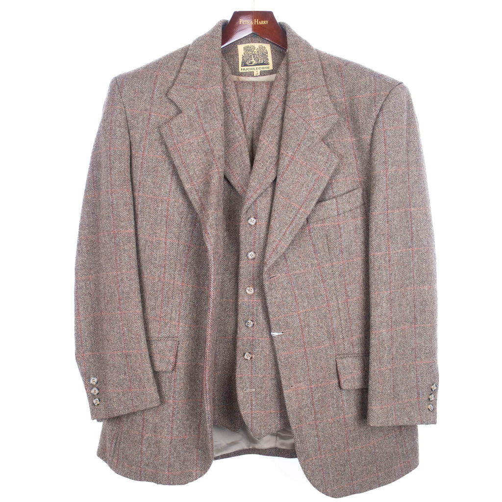 Brown Windowpane Checked Tweed Hunting Suit with Breeks