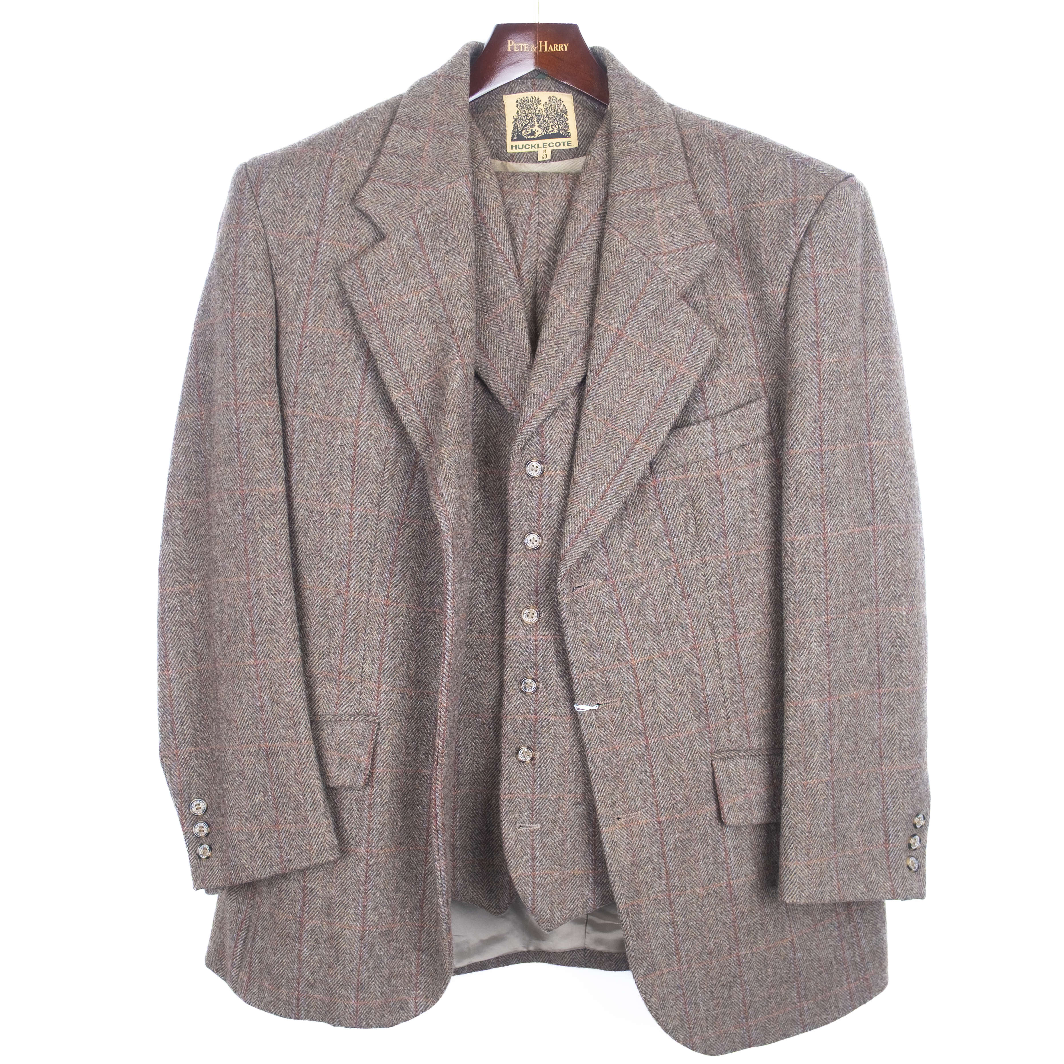 Brown Windowpane Checked Tweed Hunting Suit with Breeks