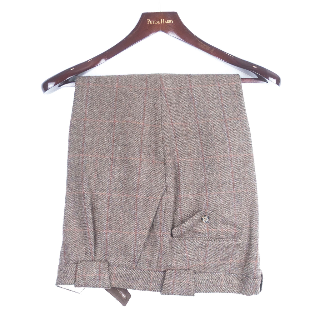 Brown Windowpane Checked Tweed Hunting Suit with Breeks