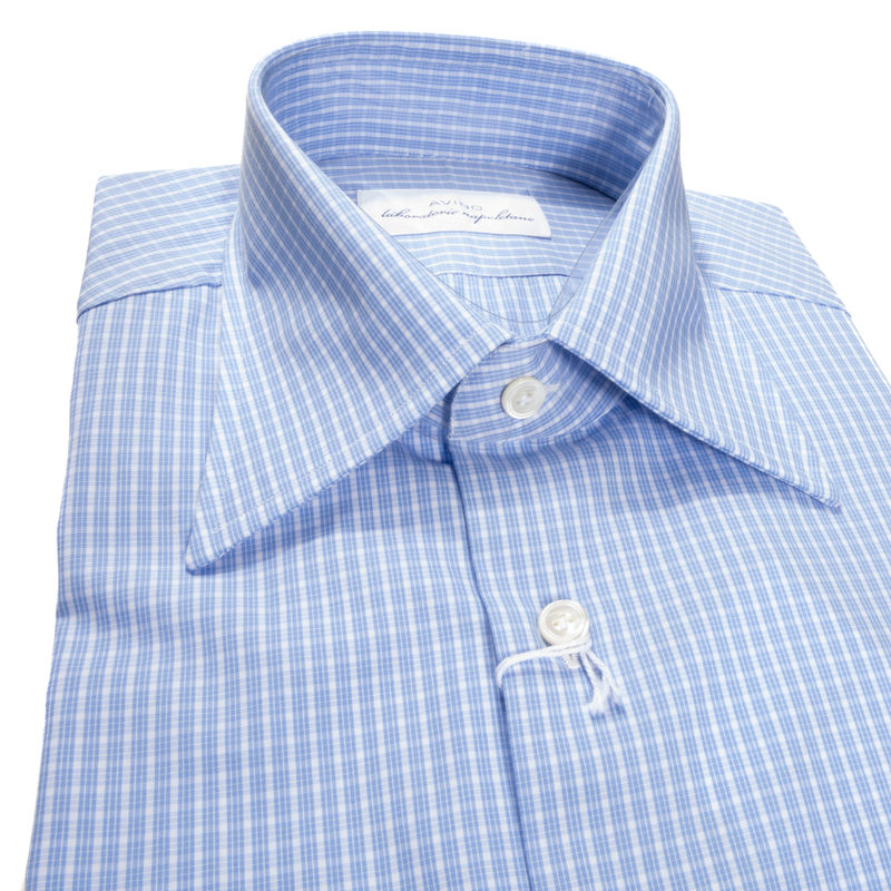 Light Blue Check Business Shirt 39