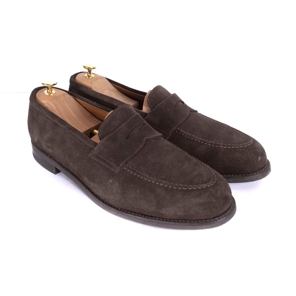 Brown Suede Penny Loafers
