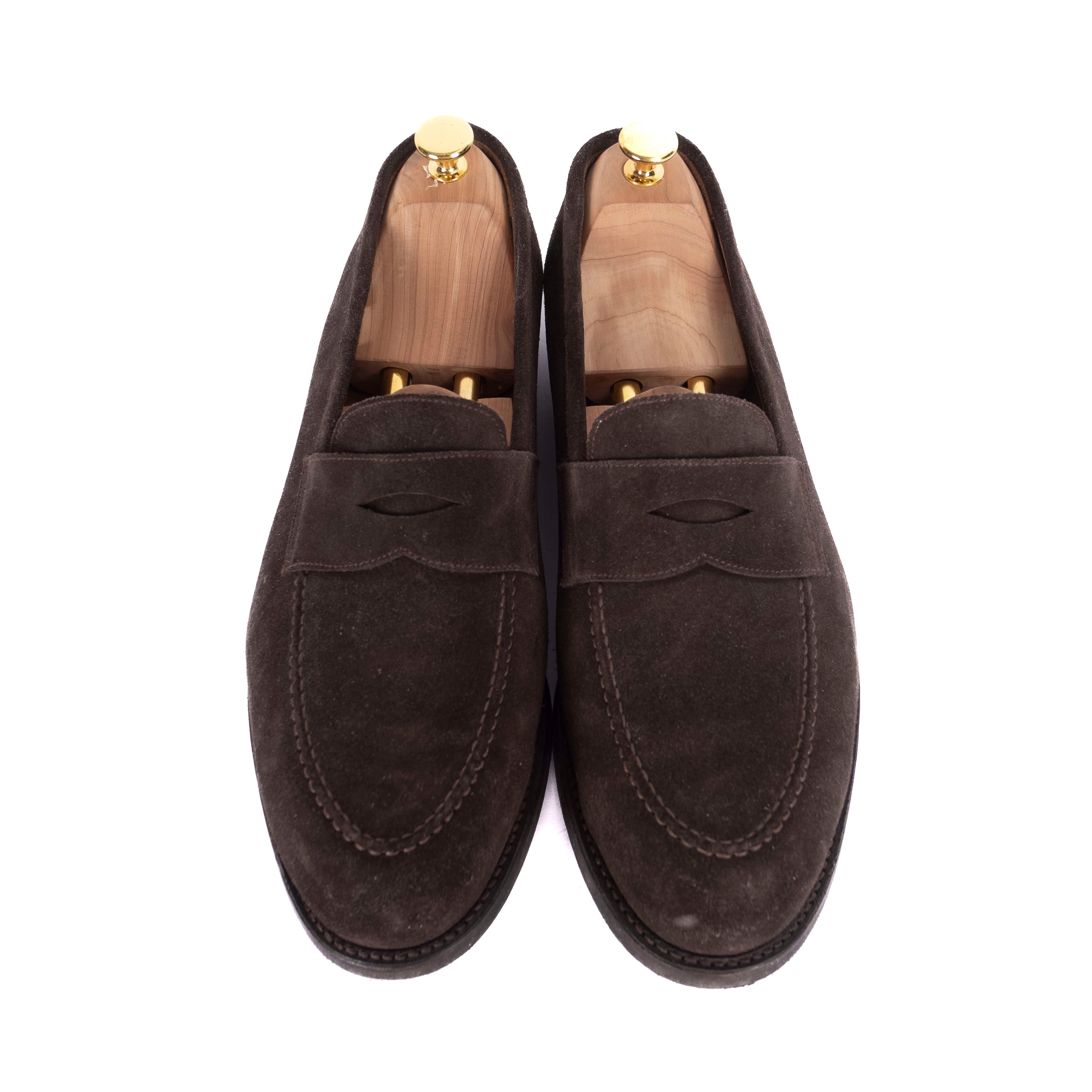 Brown Suede Penny Loafers