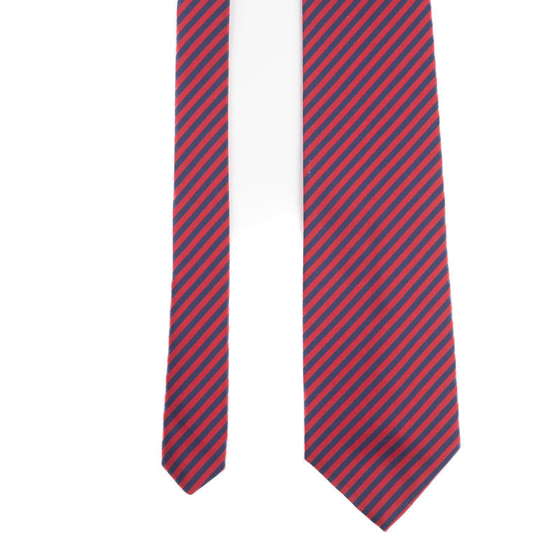Atkinsons Irish Poplin Red and Navy Striped Tie