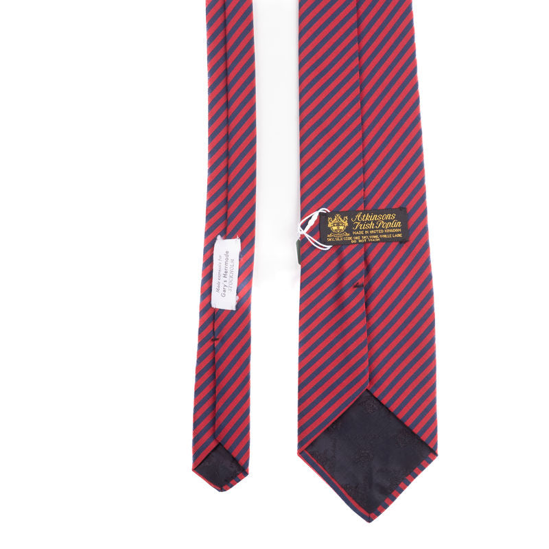 Atkinsons Irish Poplin Red and Navy Striped Tie