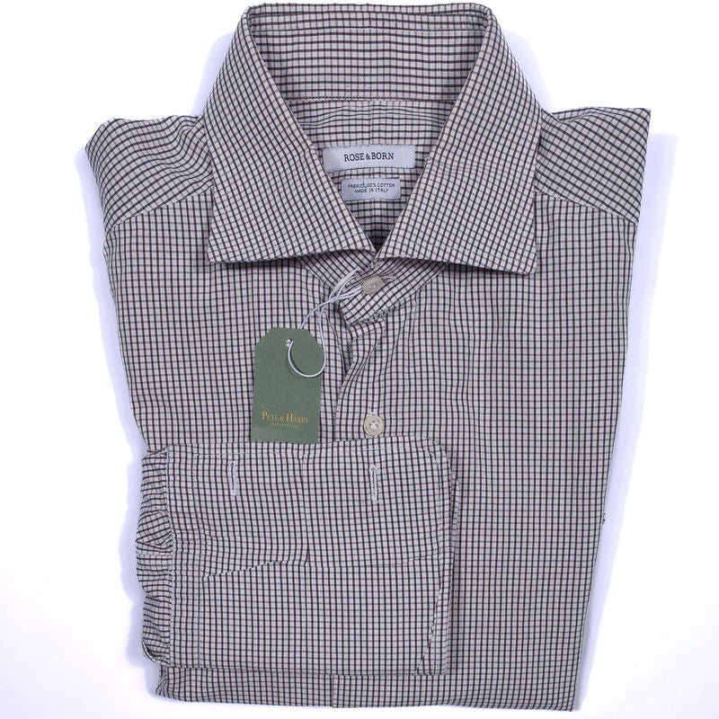 White with Grey Checks French Cuff Business Shirt