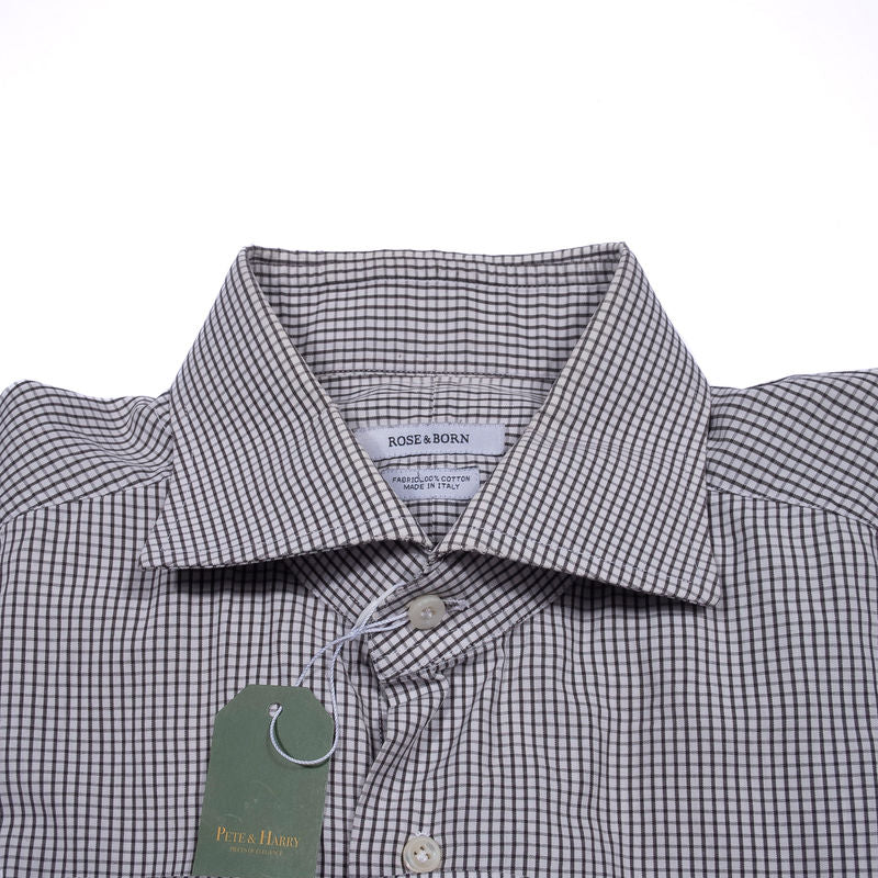 White with Grey Checks French Cuff Business Shirt