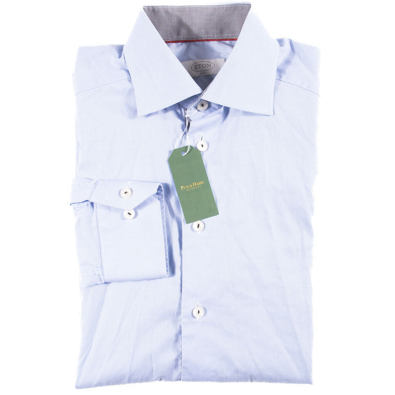 Eton Light Blue Houndstooth Shirt