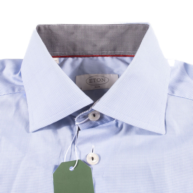 Eton Light Blue Houndstooth Shirt