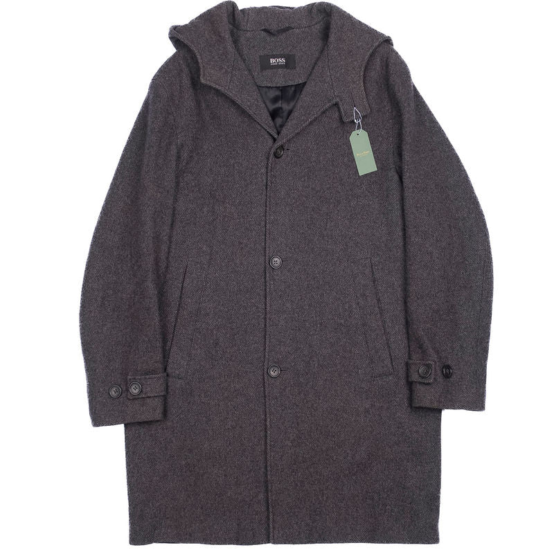 Grey Hooded Winter Coat