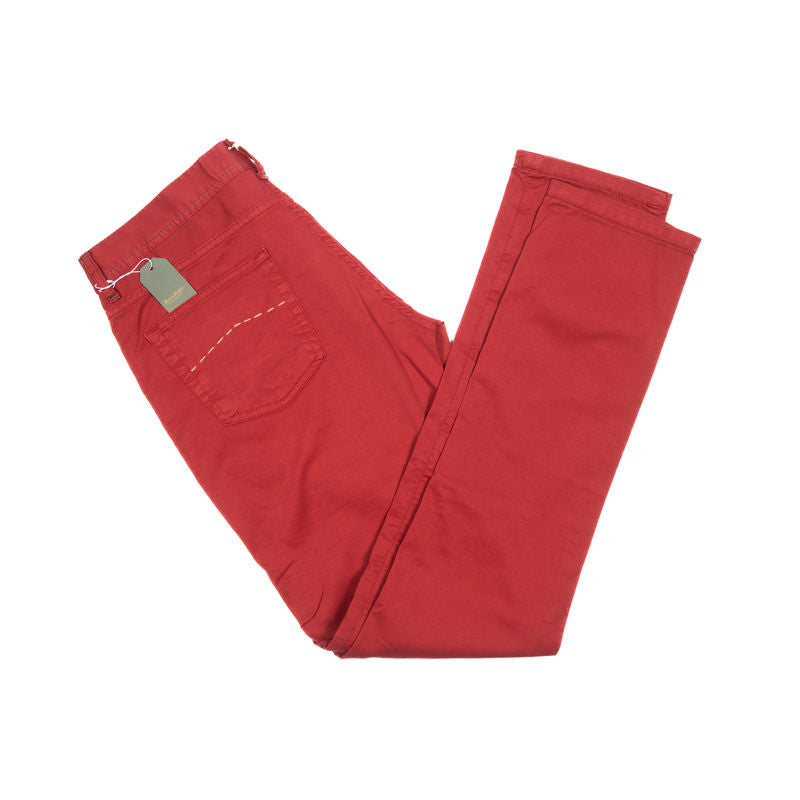 Borrelli Napoli Red 5 Pocket Cotton Trousers Sz 33/33