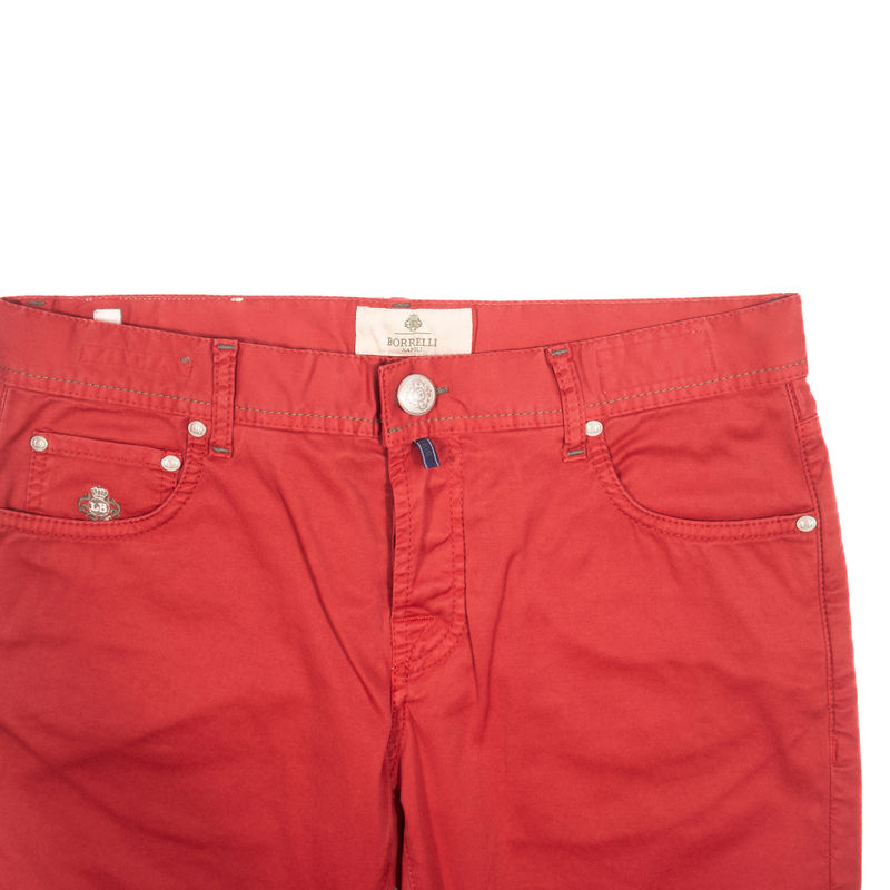 Borrelli Napoli Red 5 Pocket Cotton Trousers Sz 33/33