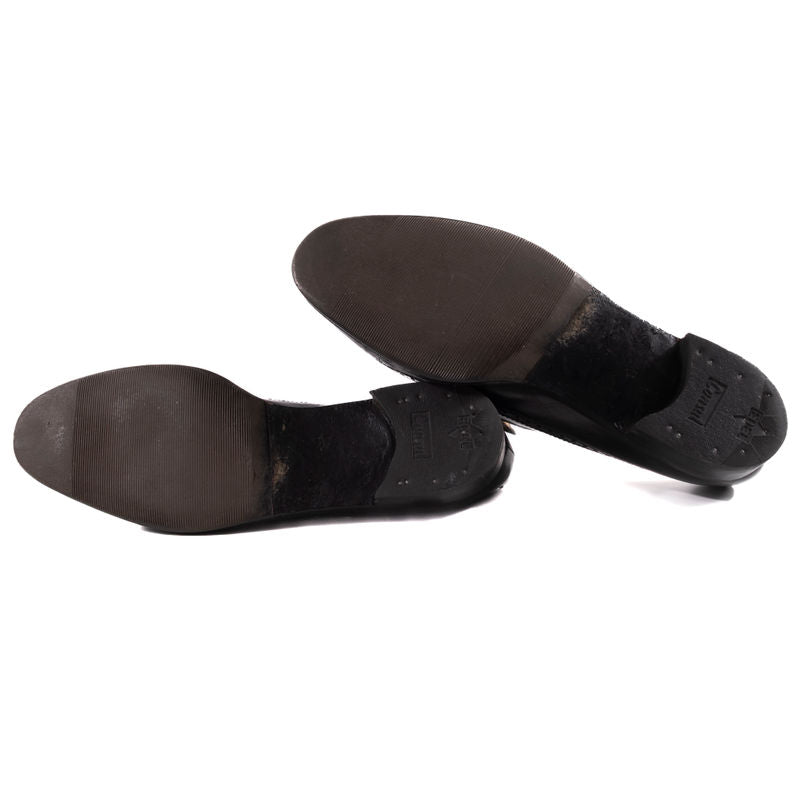 Black Leather Brogue Tassel Loafers