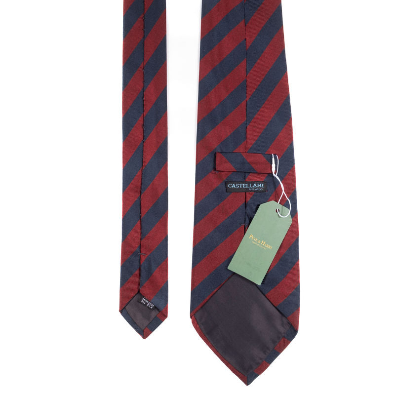 Bigi per Castellani Navy with Burgundy Stripes Tie