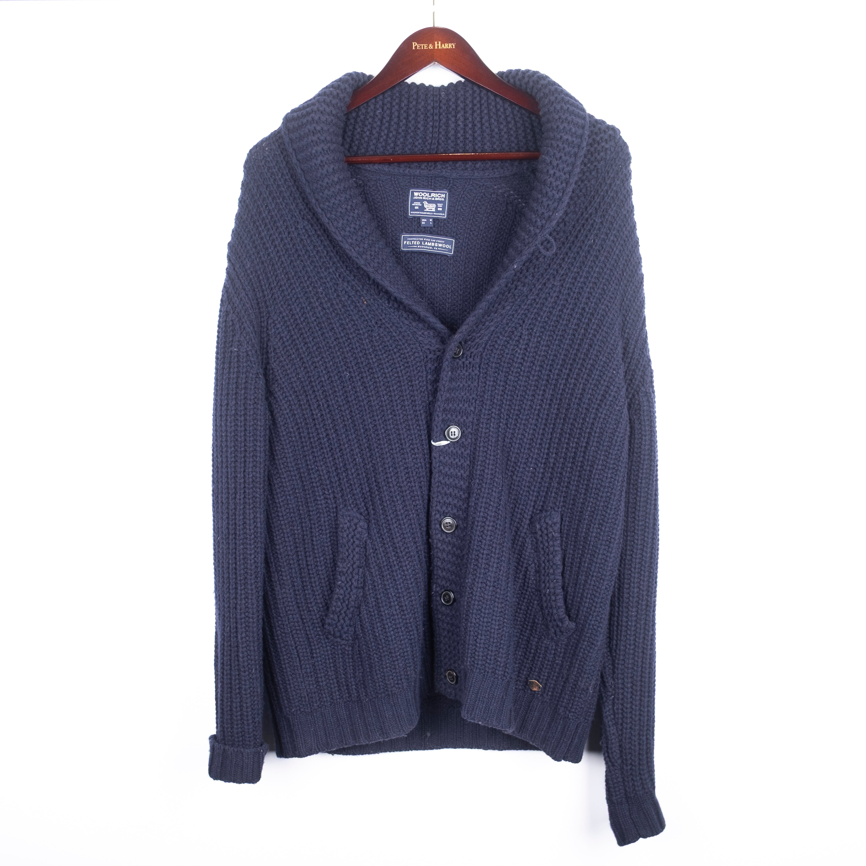 Navy Shawl Collar Cardigan