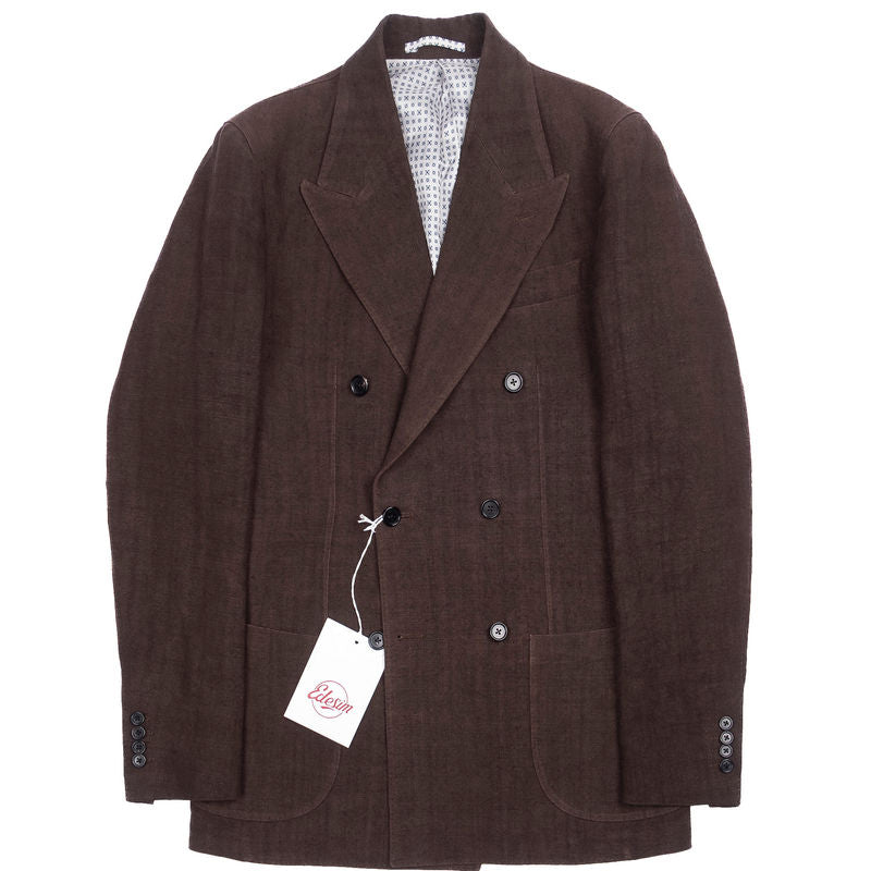 Neapolitan Hand Tailored Brown Hemp Sunrise Capsule Collection Double Breasted Sport Coat Sz 46