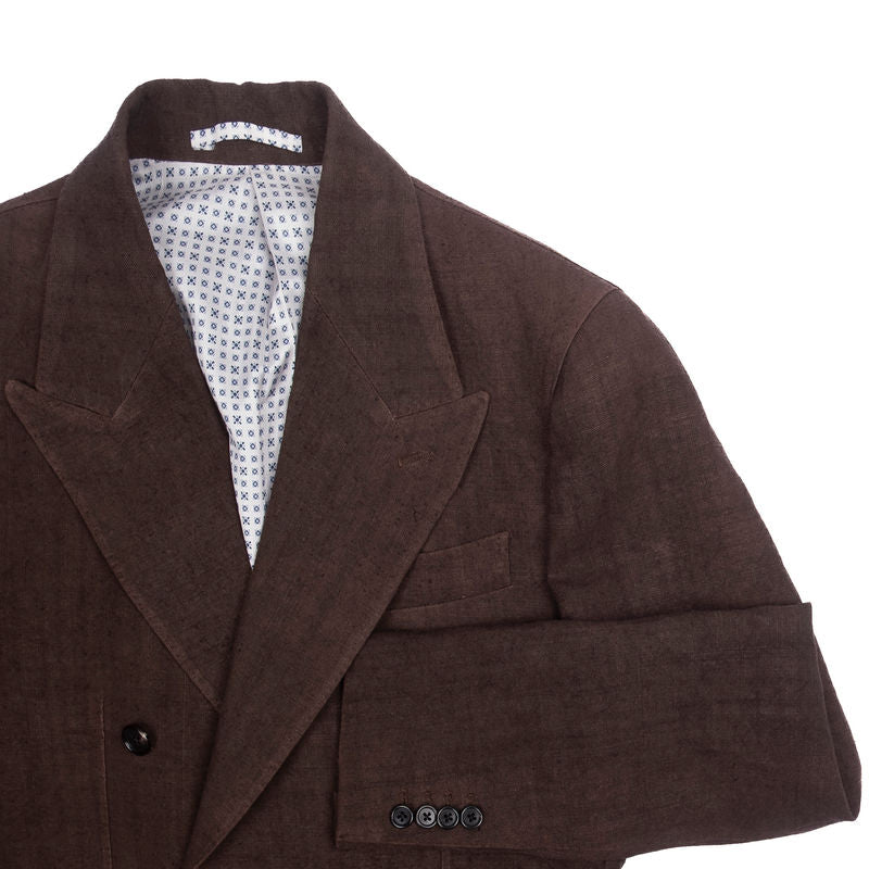 Neapolitan Hand Tailored Brown Hemp Sunrise Capsule Collection Double Breasted Sport Coat Sz 46