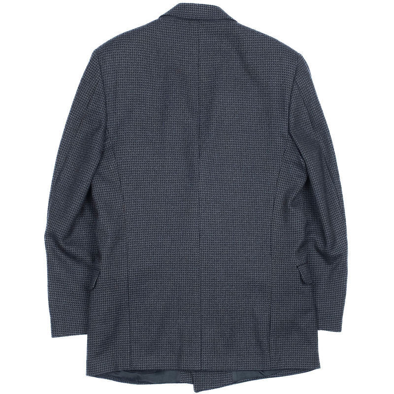 Blue Patterned Double Breasted Sport Coat