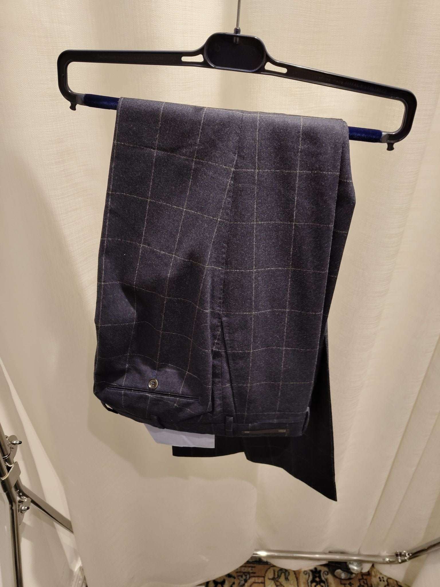 Navy Windowpane Trousers