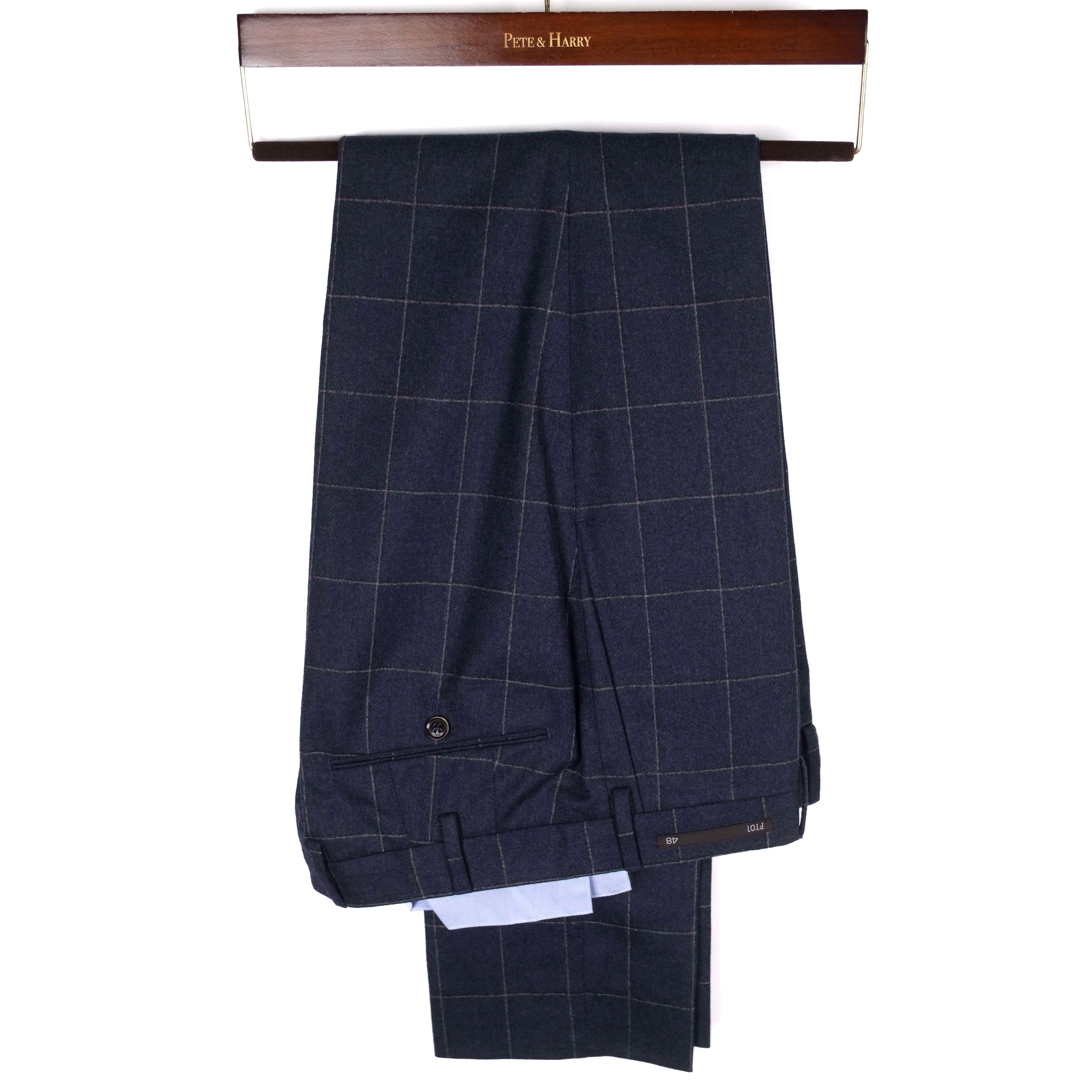 Navy Windowpane Trousers