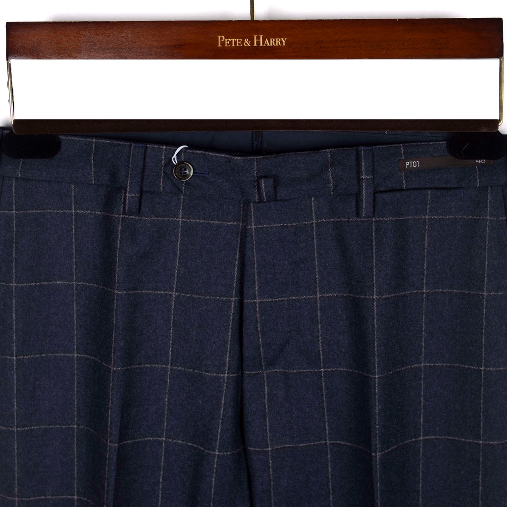 Navy Windowpane Trousers