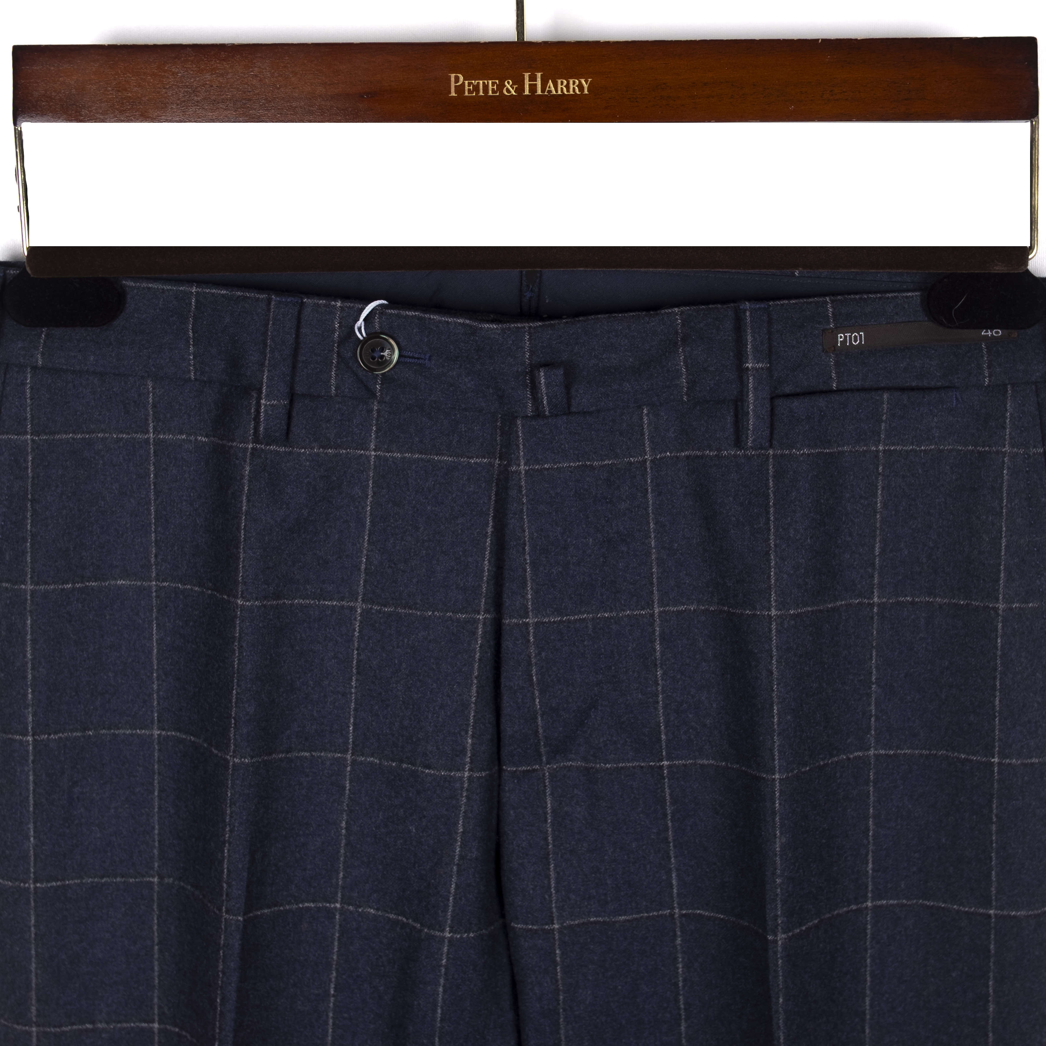 Navy Windowpane Trousers