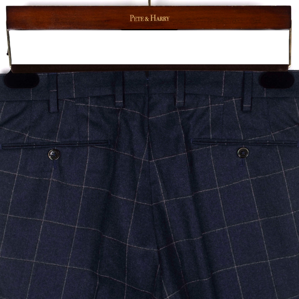 Navy Windowpane Trousers